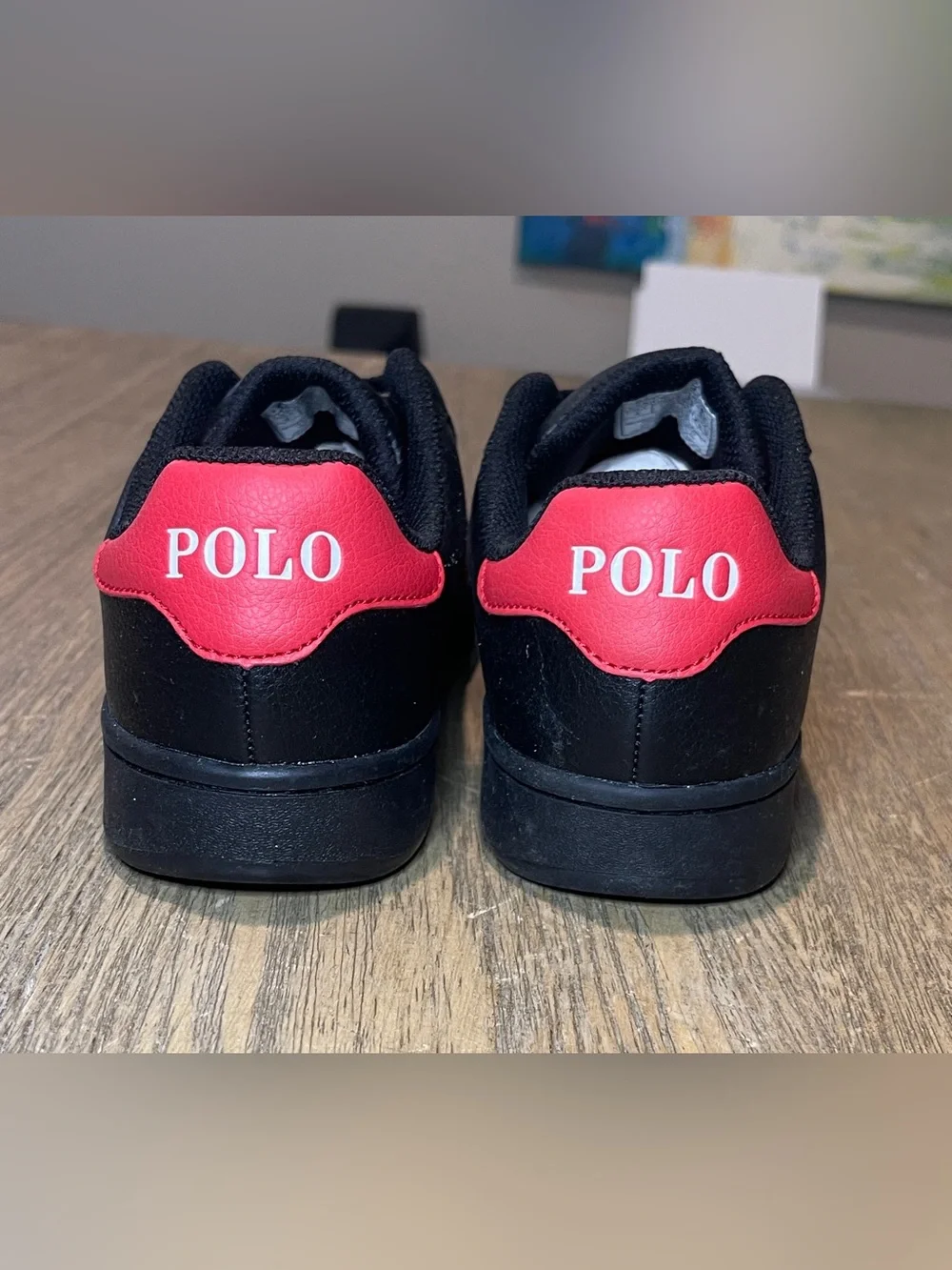 Polo By Ralph Lauren Blk/Red Sneakers, Youth Size 6